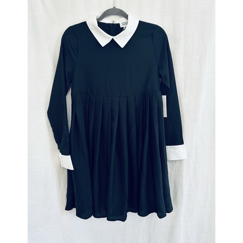 Unique Vintage NWT Black & White Peggy Babydoll "Wednesday" Dress‎ - Size Small